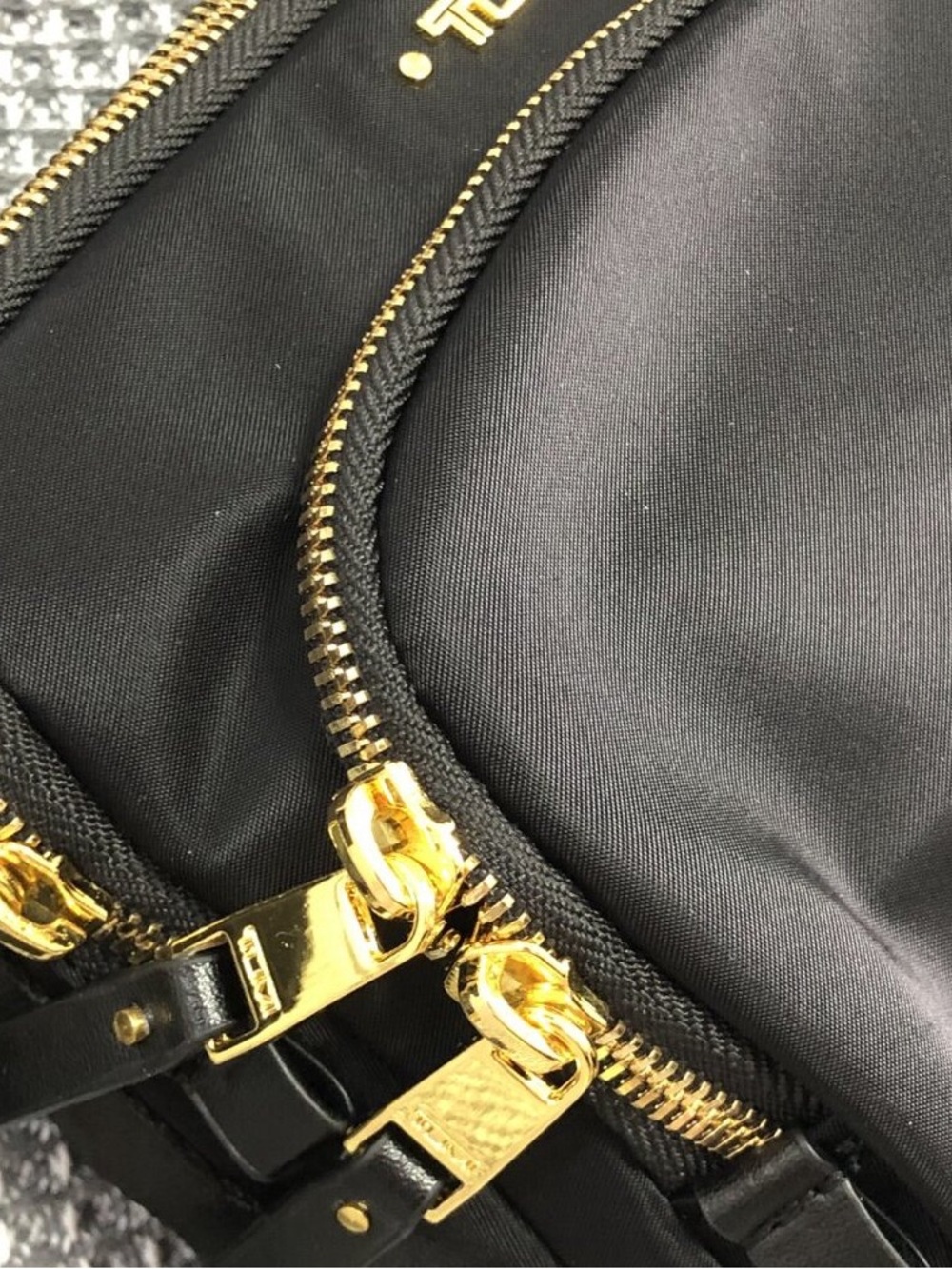 Tumi Black Nylon Crossbody Bag with Gold Hardware - Picture 6 of 10